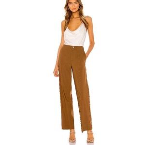 REVOLVE Vince Linen Classic Pants Wide Straight Leg Pecan Brown